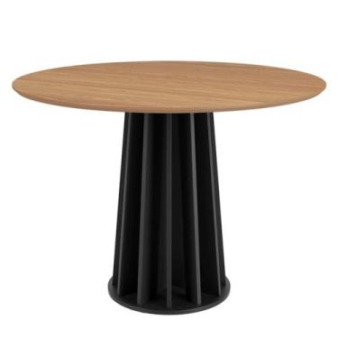 Imagem de Mesa De Jantar Redonda 4 Lugares Thalia D01 Freijó/Preto Fosco - Mpoze