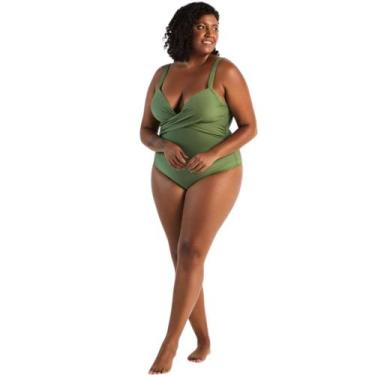 Imagem de Maio Plus Size Com Bojo Meia Taça Anatômico Efeito Lipo - ARSIE, Verde