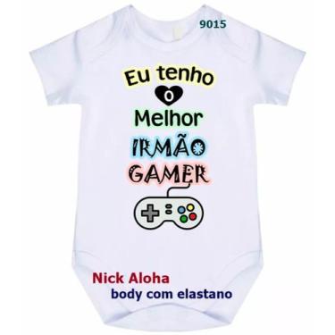 Imagem de body bebê eu tenho o melhor irmão gamer cód 9015 - nick aloha, Branco,