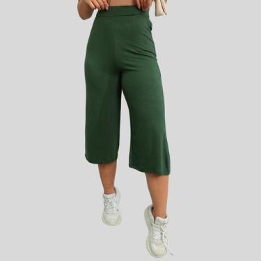 Imagem de Calça Pantacourt Feminina Lisa Verde - MAYARA MANZANO, Verde, G