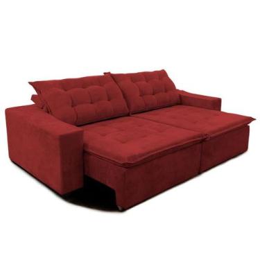 Imagem de Sofá Amazonas 290 cm Retrátil com Molas Suede Veludo Light Vermelho - 