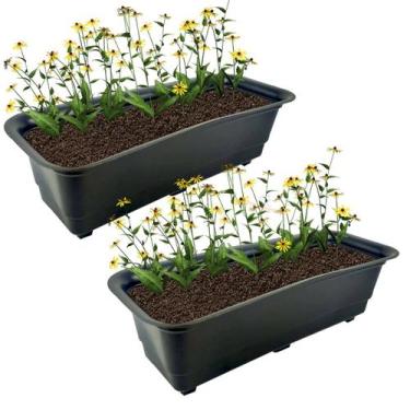 Imagem de Kit 2 jardineiras Vaso Retangular 39cm Planta Flor Plástica Jardim Pre