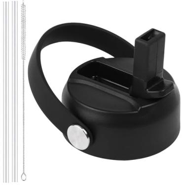 Imagem de Incycall Tampa de canudo para boca larga Hydroflask, canudos de garrafa de água e substituição de tampa para Hydro Flask 12/16/18/20/32/1,134 g, tampa superior com canudo e escova e alça flexível