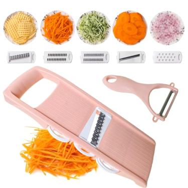 Imagem de Nbguigdstr Fatiador Mandoline para cozinha 7 em 1 fatiador de alimentos mandolina, ralador de batata/queijo/vegetais/cenoura/pepino, cortador, moedor de waffle, descascador Julienne