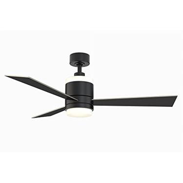 Imagem de Fanimation Studio Collection LP8577LBL Ventilador de teto vertical com kit de luz de LED, 122 cm, preto com lâminas reversíveis preto/prata