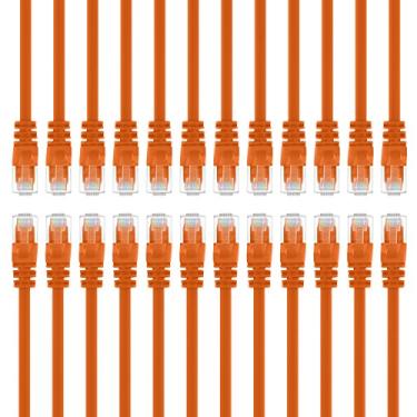 Imagem de GearIT Pacote com 24, Cabo de patch Ethernet Cat5e 1,5 pés - Cabo de rede LAN para computador RJ45 sem encaixe, laranja - Compatível com interruptor de 24 portas POE montagem em rack 24 portas Gigabit