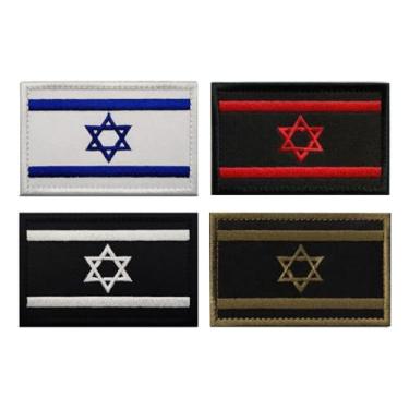 Imagem de 4 peças de emblemas de bandeira israelense de Israel, bordado tático de estrela judaica de Davi, emblema militar para jeans, jaquetas, bonés de roupas, bolsas, mochilas, colete