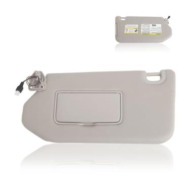 Imagem de ZONFANT Viseira de sol bege do lado esquerdo do motorista com lâmpada e espelho sem teto solar compatível com veículo Infiniti Nissan 2014-2017 QX60 JX35, 2013-2018 Pathfinder, substituição