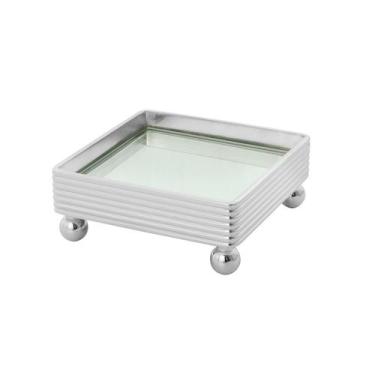 Imagem de Bandeja Quadrada com Galeria Listrada e Fundo de Espelho - St James