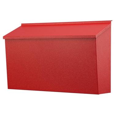 Imagem de Caixa de correio de parede KYODOLED, caixa de correio de grande capacidade, caixa de poste de metal à prova de ferrugem de aço galvanizado, caixas de correio para fora, 40 x 24 x 12 cm, vermelha