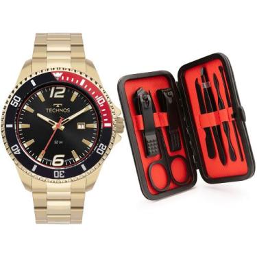 Imagem de Kit Technos Masculino Racer Dourado - 2115NCM/K1P