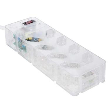 Imagem de Filtro Clamper DPS Protetor Energia 8 Tomadas Transparente