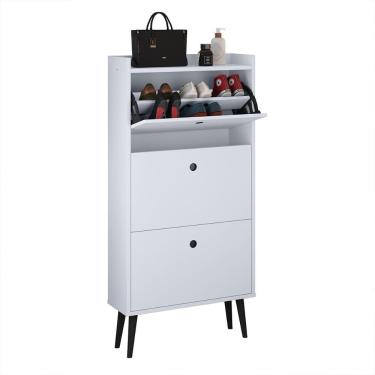 Imagem de Sapateira Vertical Dark 3 Gavetas Basculantes Organizadora Calçados Retrô - Branco - RPM Móveis