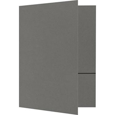Imagem de LUXPaper 6" x 9" Small Presentation Folders | Two Pocket | Smoke Gray | 100lb. Cover | 100 Qty