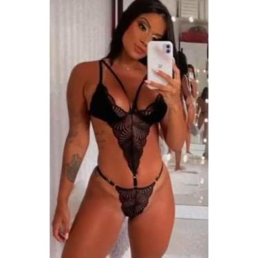 Imagem de Body Cropped Rendado Anita Lingerie Bloqueirinha Tiktoker Bore Biju - 