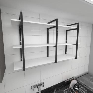 Imagem de Prateleira industrial para cozinha aço cor preto prateleiras 30cm cor 