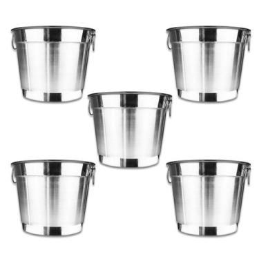Imagem de Kit 5 Baldes Para Gelo E Cerveja Gin 7 Litros Alumínio Puro - JJVERAS