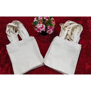 Imagem de kit com 3 Ecobags 25x30cm sacola ecológica lisa 100% algodão - T2Click