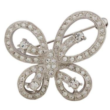 Imagem de Broche Strass Borboleta BRG9578 - Akasaki, Prateado, Cristal