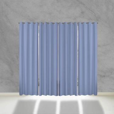 Imagem de Cortina 5 Metros Para Porta Blackout PVC Azul Liso - Feffo Cortinas