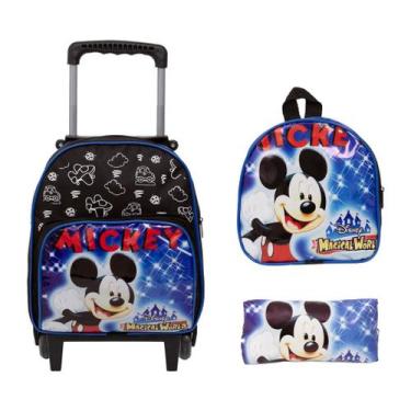 Imagem de Kit Mochila Escolar Menino Mickey Mouse Rodinha Creche Aulas - Toys 2U