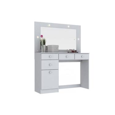 Imagem de Penteadeira Chanel 1 Porta e 4 Gavetas c/ Espelho Branco - Henn