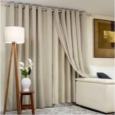 Imagem de Cortina P / Varão Blackout com linho Palha  5.40  x 2.60 Altura - vigu