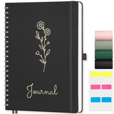 Imagem de EMSHOI Caderno A4 Graph Grid – 110 páginas, papel quadriculado de 100 g/m2, capa floral de couro vegano com encadernação em espiral para engenharia, diário de balas, escola e trabalho – Inclui régua