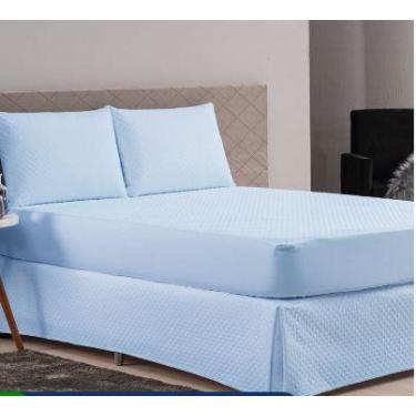 Imagem de Saia box casal padrão impermeável - Borgon, Azul