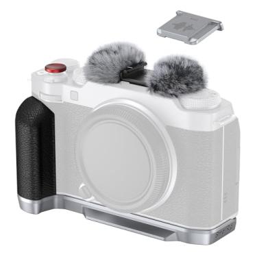 Imagem de SMALLRIG X-M5 Pega em forma de L para FUJIFILM X-M5, placa de liberação rápida integrada para Arca, alça lateral de silicone leve, inclui para-brisa com adaptador de sapata fria (prata) - 4875