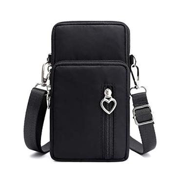 Imagem de Bolsa feminina transversal para celular carteira e pulseira para Samsung Galaxy S24 Ultra S23 FE S22+ S21 Ultra A15 A14 A13 A03S A54 A35, iPhone 15 14 Pro Max, Moto G Stylus 2023 2022 (Preto-G)
