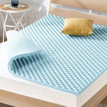 Imagem de Best Price Mattress Espuma viscoelástica para caixa de ovos de 3,8 cm, infusão de gel refrescante, cobertura de colchão duplo, azul