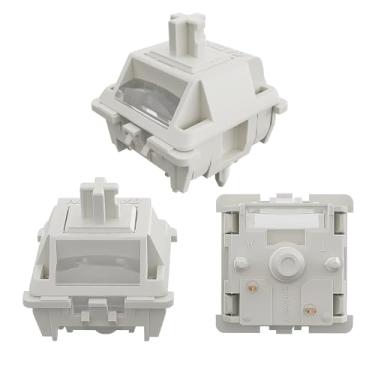 Imagem de GUYEKS Interruptores de teclado Smoothie Gateron, LED RGB linear de 5 pinos 40 gf, interruptores brancos pré-lubrificados de fábrica para teclados mecânicos MX (90 peças, branco)