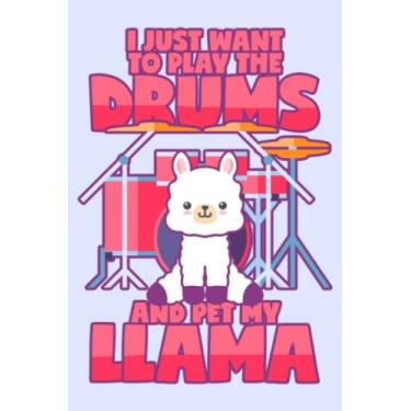 Imagem de Schlagzeug spielen und Lama streicheln: Notizbuch (120 Seiten, 15x23cm, gepunktet) Dotted Bullet Grid Tagebuch Journal