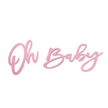 Imagem de Oh Baby Recorte de Sinal, Gênero Revela Pano de Fundo Decoração de Parede Adereços de Fotos Oh Baby Banner para Decorações de Festa de Chuveiro de Bebê (PINK)