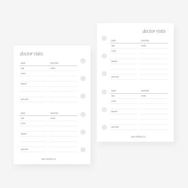 Imagem de Pocket Doctor Visits Agenda Refil para fichário de bolso tamanho 6 anéis 8 x 12 cm