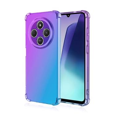 Imagem de CNPUTAO Compatível com Redmi 14C 4G / Redmi A4 5G / Poco C75 Capa de TPU transparente fina e macia, amortecedor colorido gradiente transparente com cantos reforçados, capa de choque, roxo e azul