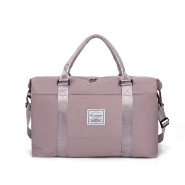 Imagem de KARRESLY Bolsa de viagem feminina, bolsa de ombro para fim de semana, bolsa esportiva para academia, à prova d'água, Rosa escuro, free size
