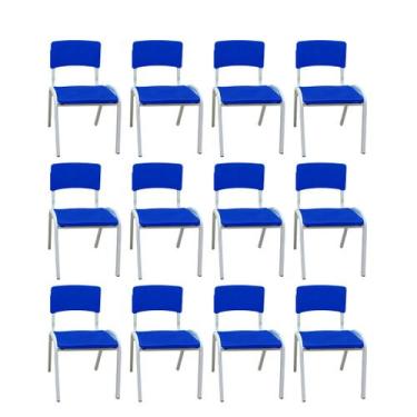Imagem de Kit 12 Cadeira Iso Infantil Azul Escolar e Creche  - ECOMHOME