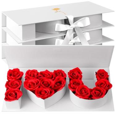 Imagem de PYQTH Caixa vazia I Love You, caixa preenchível em forma de letra I Love U Flowers Box I Heart U caixa de presente para dia dos namorados, dia das mães, casamento, aniversário, aniversário, embalagem
