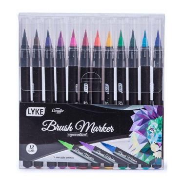 Imagem de Marcador Artístico Brush Marker Aquarelável 12 Cores Lyke