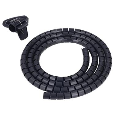 Imagem de Organizador de Enrolamento de Cabos Em Espiral, Preto, 20mm/0,79 pol., de Gerenciamento de Tubo de Enrolamento, Home Office, Tv, Dvd, Pc, Cabos (2m/6,6 pés)