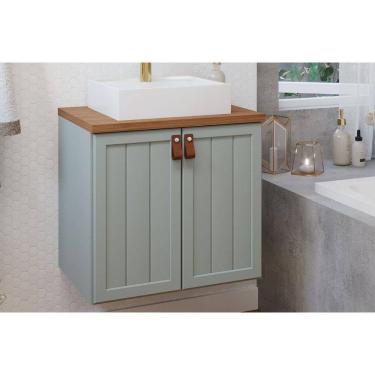 Imagem de Bancada De Banheiro Balcão Alure 2 Portas C- Cuba 60cm Pistache-freijo - Mgm