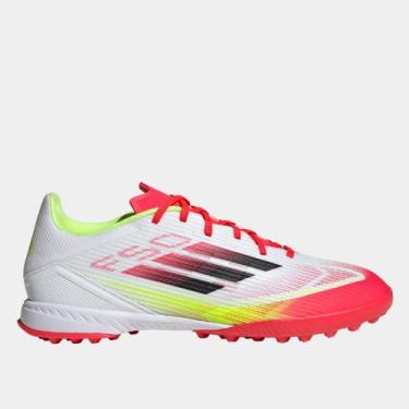 Imagem de Chuteira Society Adidas F50 League Unissex, Branco, Amarelo, 39