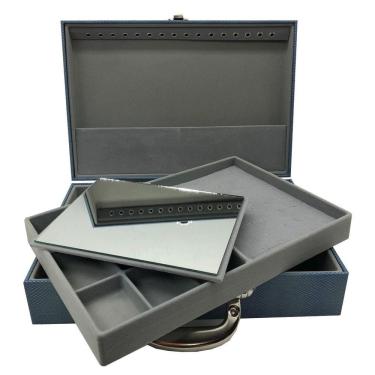 Imagem de Maleta Porta Joias Azul Jeans Grande Dupla