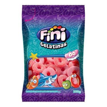 Imagem de Bala Fini De Gelatina Aros De Morango 500g