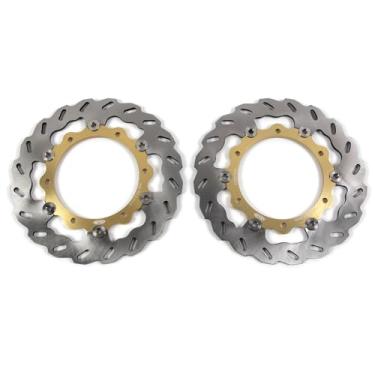 Imagem de 1 par de discos de freio dianteiros flutuantes compatíveis com Yamaha XP Tmax 500 2008-2011, XP T-Max 500 ABS 2008-2011, peças de acessórios de motocicleta douradas