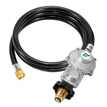 Imagem de GasSaf Regulador De Propano De 5 Pés E 2 Estágios Com Mangueira, Regulador De Propano De Dois Estágios Para Rv, Gerador, Fogão De Acampamento, Churrasqueira A Gás E Aquecedor - Certificado Pela Csa