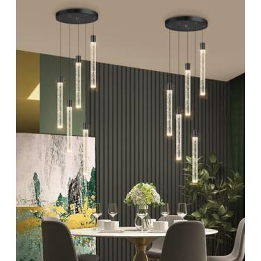 Imagem de dolria Lustre De Cristal Moderno Para Sala De Jantar Led Luzes Pendentes Reguláveis Iluminação De Ilha De Cozinha Teto Pendurado