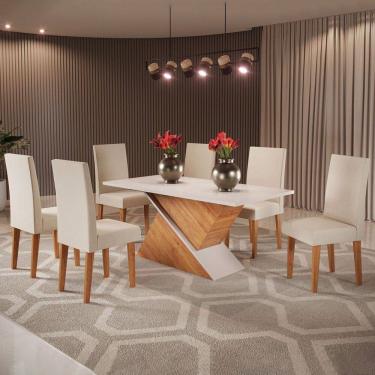 Imagem de Mesa de Jantar 6 Lugares Adele Marrom/Blonde/Nude - Viero Móveis